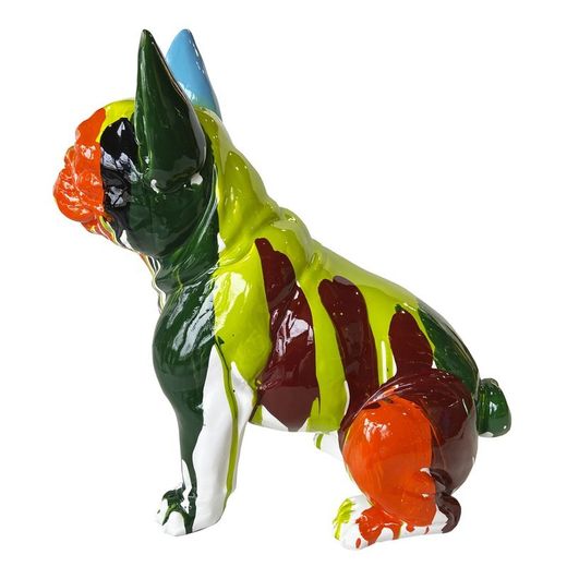Figura Boston Terrier Sentado Nina, 40 x 29 x 45 cm, en poliresina multicolor