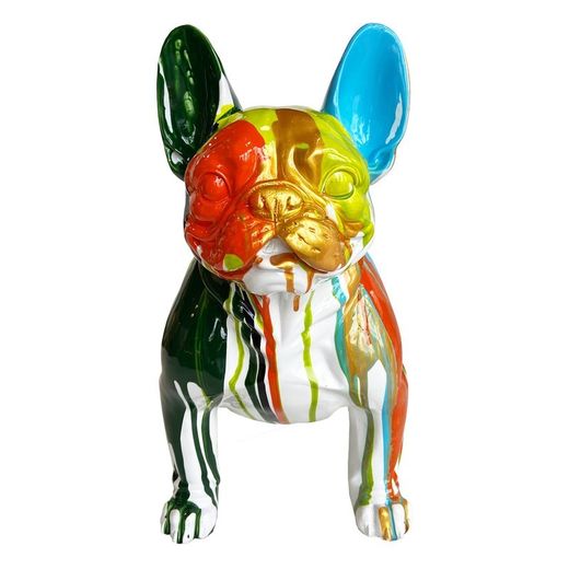 Figura Boston Terrier Sentado Nina, 40 x 29 x 45 cm, en poliresina multicolor