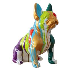 Figura Boston Terrier Sentado Nina, 40 x 29 x 45 cm, en poliresina multicolor
