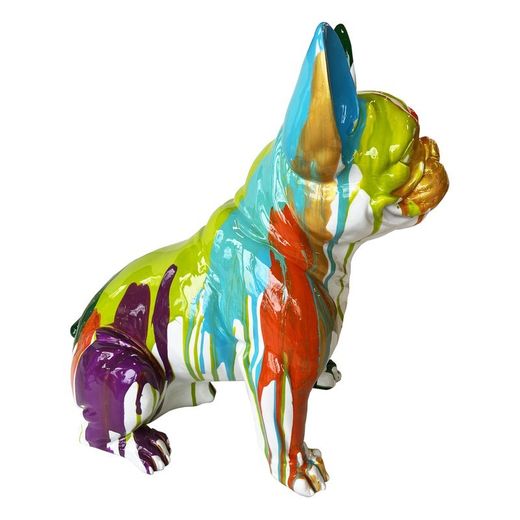 Figura Boston Terrier Sentado Nina, 40 x 29 x 45 cm, en poliresina multicolor