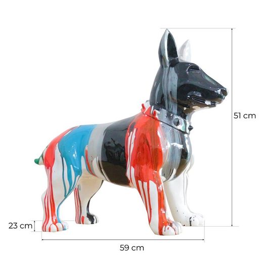 Figura Bull Terrier Shae, 59 x 23 x 51 cm, en poliresina multicolor