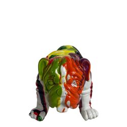 Figura Bulldog, 23 x 14 x 11 cm, en poliresina multicolor