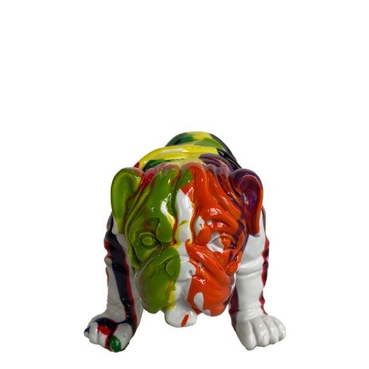 Figura Bulldog, 23 x 14 x 11 cm, en poliresina multicolor