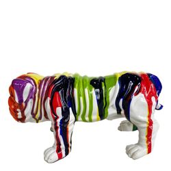 Figura Bulldog, 23 x 14 x 11 cm, en poliresina multicolor
