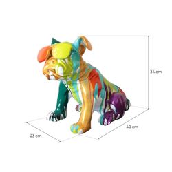 Figura Bulldog, 40 x 23 x 34 cm, en poliresina multicolor