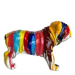 Figura Bulldog, 61 x 32 x 38 cm, en poliresina multicolor