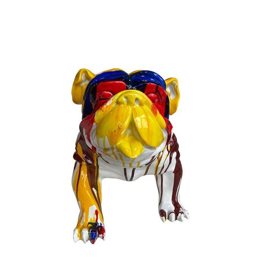 Figura Bulldog, 61 x 32 x 38 cm, en poliresina multicolor