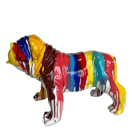 Figura Bulldog, 61 x 32 x 38 cm, en poliresina multicolor