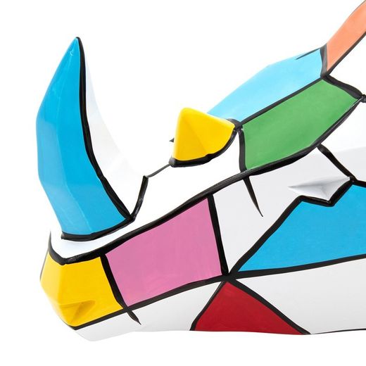 Figura cabeza de rinoceronte de pared, 25 x 20 x 16 cm, en poliresina multicolor