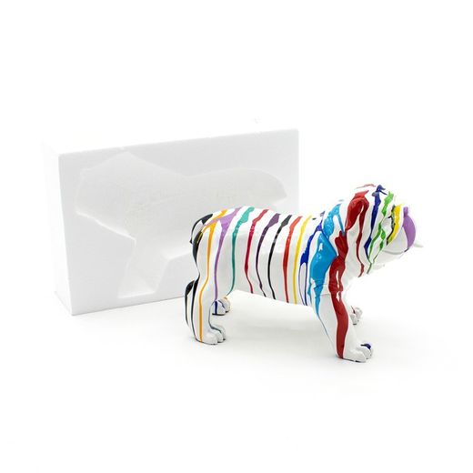 Figura decorativa Bulldog de pie M, 61 x 32 x 38 cm, en poliresina multicolor | Colección Thor
