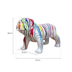 Figura decorativa Bulldog de pie M, 61 x 32 x 38 cm, en poliresina multicolor | Colección Thor