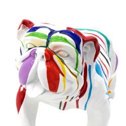 Figura decorativa Bulldog de pie M, 61 x 32 x 38 cm, en poliresina multicolor | Colección Thor