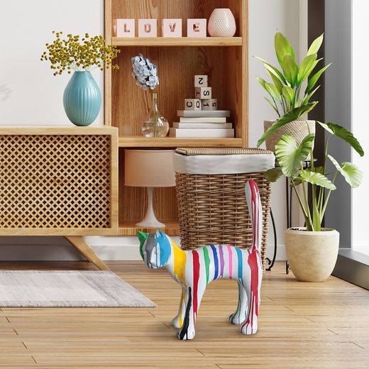 Statua decorativa di gatto L, 62 x 25 x 76 cm, in poliresina multicolore | Collezione Bastet