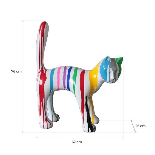 Statua decorativa di gatto L, 62 x 25 x 76 cm, in poliresina multicolore | Collezione Bastet