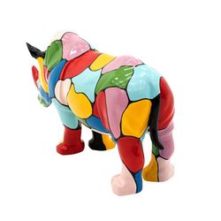 Figura decorativa Rinoceronte L, 104 x 26 x 47 cm, en poliresina multicolor