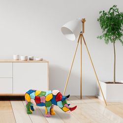 Figura decorativa Rinoceronte L, 104 x 26 x 47 cm, en poliresina multicolor