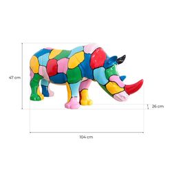 Figura decorativa Rinoceronte L, 104 x 26 x 47 cm, en poliresina multicolor