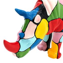 Figura decorativa Rinoceronte L, 104 x 26 x 47 cm, en poliresina multicolor