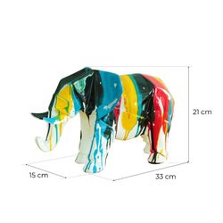 Statue d'éléphant Amón, 33 x 15 x 21 cm, en résine polymère multicolore