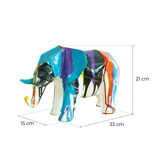 Statue d'éléphant Amunet, 33 x 15 x 21 cm, en polyrésine multicolore