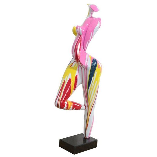 Sculpture féminine Hazel, 31 x 19 x 89 cm, en polyrésine multicolore