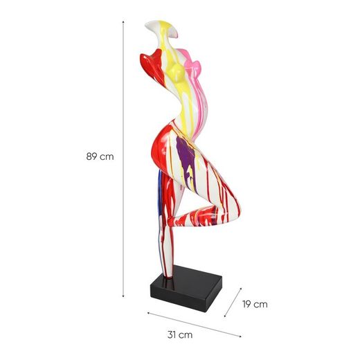 Sculpture féminine Hazel, 31 x 19 x 89 cm, en polyrésine multicolore