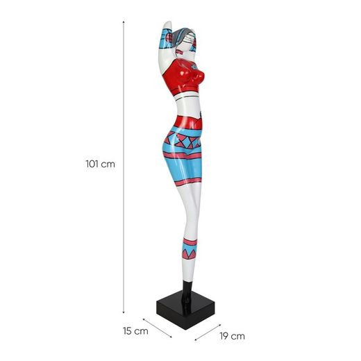 Figura femenina Kristen, 19 x 15 x 101 cm, en poliresina multicolor