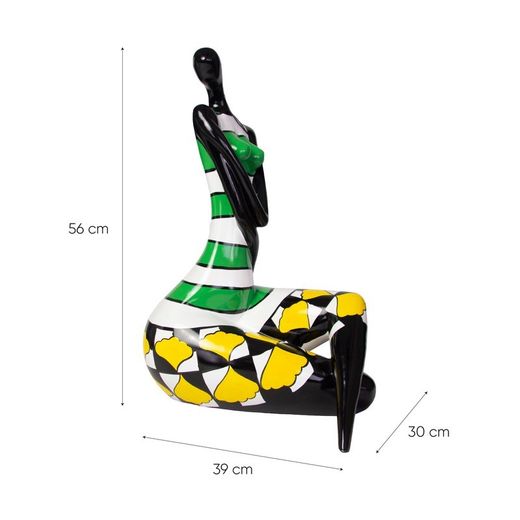 Figura femenina Rose, 39 x 30 x 56 cm, en poliresina y multicolor