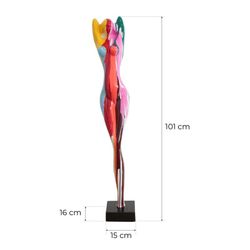 Sculpture féminine Scarlett, 19 x 15 x 101 cm, en polyrésine multicolore