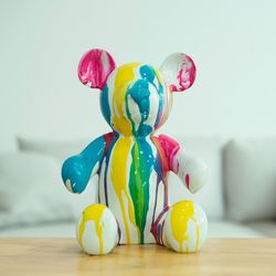 Statue d'ours Teddy, 20 x 16 x 29 cm, en polyrésine multicolore