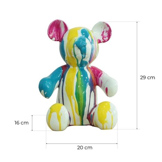 Statue d'ours Teddy, 20 x 16 x 29 cm, en polyrésine multicolore