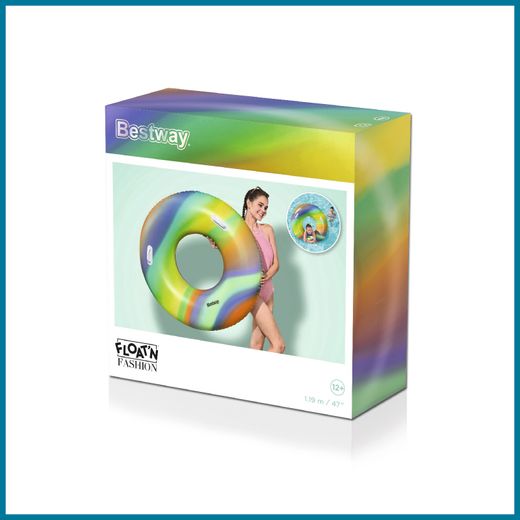 Flotteur gonflable Bestway Nautical Rainbow Tube 105x33 cm multicolore avec poignées de sécurité