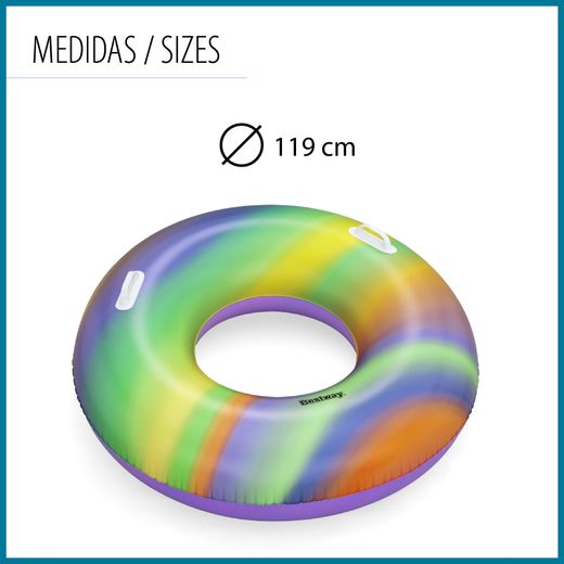 Flotteur gonflable Bestway Nautical Rainbow Tube 105x33 cm multicolore avec poignées de sécurité