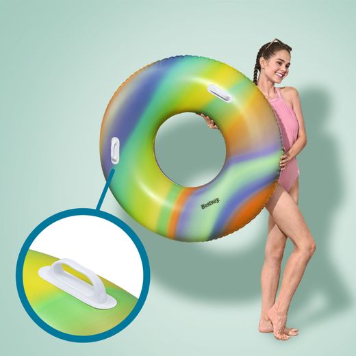 Flotteur gonflable Bestway Nautical Rainbow Tube 105x33 cm multicolore avec poignées de sécurité