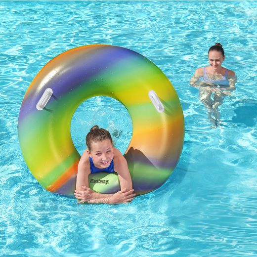 Flotteur gonflable Bestway Nautical Rainbow Tube 105x33 cm multicolore avec poignées de sécurité