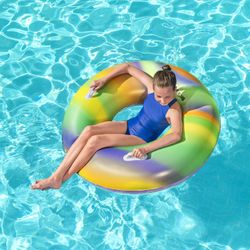 Flotteur gonflable Bestway Nautical Rainbow Tube 105x33 cm multicolore avec poignées de sécurité