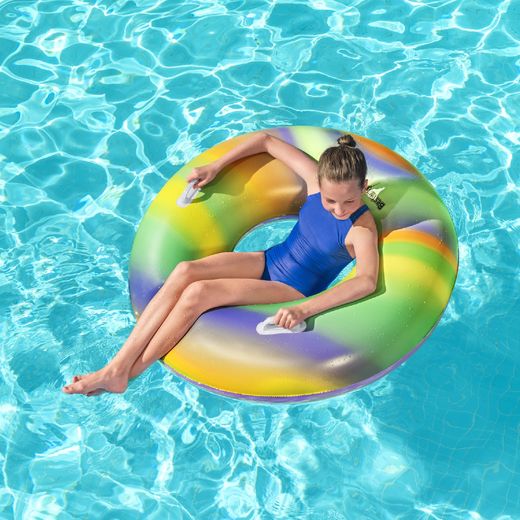 Flotteur gonflable Bestway Nautical Rainbow Tube 105x33 cm multicolore avec poignées de sécurité