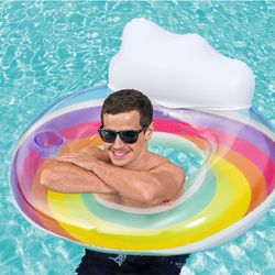 Flotteur gonflable Bestway Rainbow Dreams avec porte-gobelet multicolore 97 cm