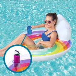 Flotteur gonflable Bestway Rainbow Dreams avec porte-gobelet multicolore 97 cm