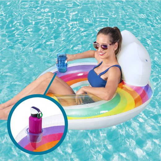 Flotteur gonflable Bestway Rainbow Dreams avec porte-gobelet multicolore 97 cm