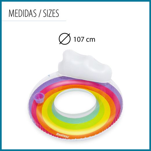 Flotteur gonflable Bestway Rainbow Dreams avec porte-gobelet multicolore 97 cm
