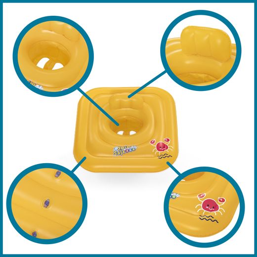 Flotteur Gonflable pour Bébé Bestway Swim Safe 72x24 cm Jaune avec Siège