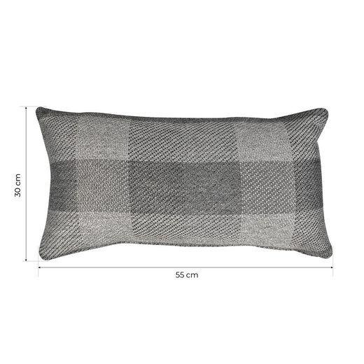 Copri-cuscino, 55 x 30 cm, con motivo a quadretti grigio | Collezione Vik