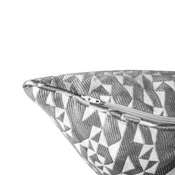 Funda de cojín, 60 x 60 cm, con estampado geométrico gris/crudo | Colección Breda