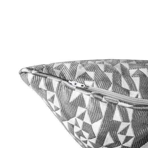 Funda de cojín, 60 x 60 cm, con estampado geométrico gris/crudo | Colección Breda