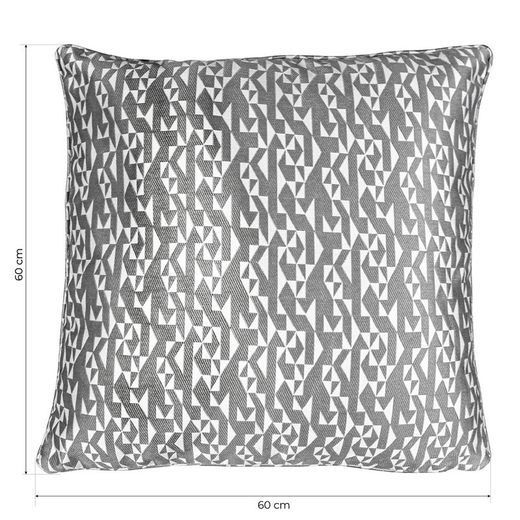 Funda de cojín, 60 x 60 cm, con estampado geométrico gris/crudo | Colección Breda