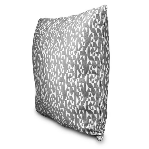 Funda de cojín, 60 x 60 cm, con estampado geométrico gris/crudo | Colección Breda