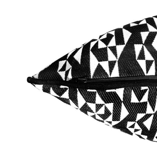 Funda de cojín, 60 x 60 cm, con estampado geométrico negro/blanco | Colección Breda