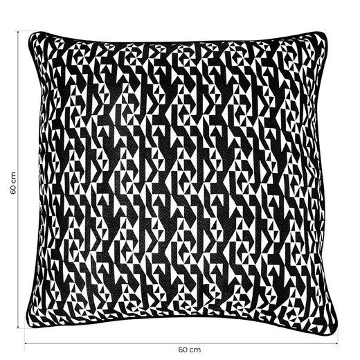 Funda de cojín, 60 x 60 cm, con estampado geométrico negro/blanco | Colección Breda