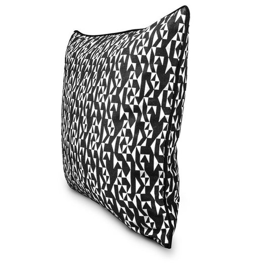 Funda de cojín, 60 x 60 cm, con estampado geométrico negro/blanco | Colección Breda